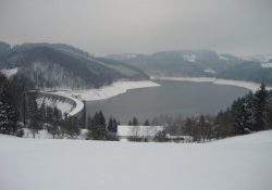 Údolí Vírské přehrady při nízké hladině